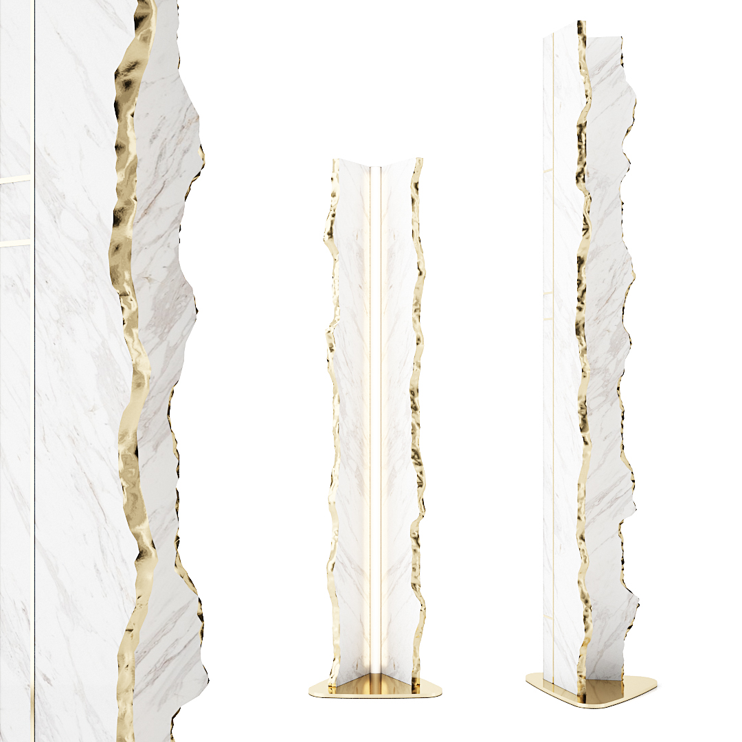 Natural marble floor lamp with LED lighting